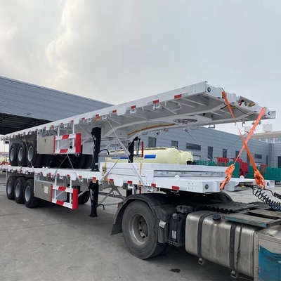 20FT 40FT Tri Axles Flat Bed Trailer with Customization and Jost Two Speed Support Leg