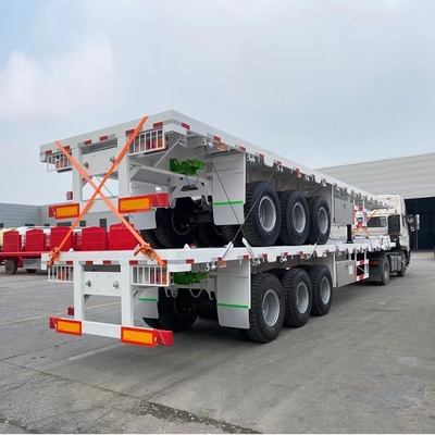 20FT 40FT Tri Axles Flat Bed Trailer with Customization and Jost Two Speed Support Leg