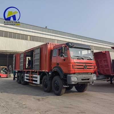 Beiben Benz 8X8 12wheel Van Style Box Cargo Truck 20cbm Bucket Dimension 5600X2300X1500
