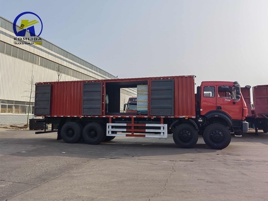Beiben Benz 8X8 12wheel Van Style Box Cargo Truck 20cbm Bucket Dimension 5600X2300X1500