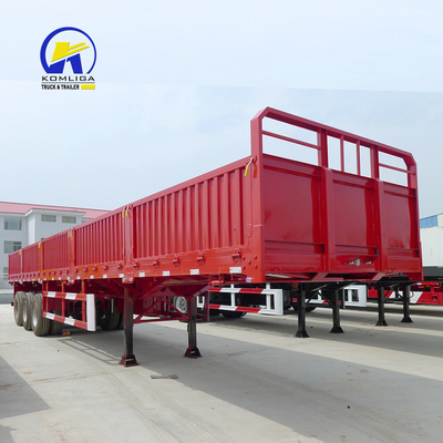 40T 60T Flatbed Cargo Trailer Side Wall Semi Trailer with Wheel Base 7000-8000mm