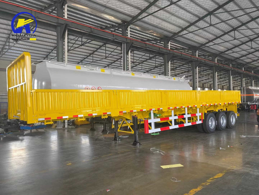 40-60 Tons Cargo Capacity Flatbed Semi Trailer with 3 Fuwa/BPW Axles and Side Wall