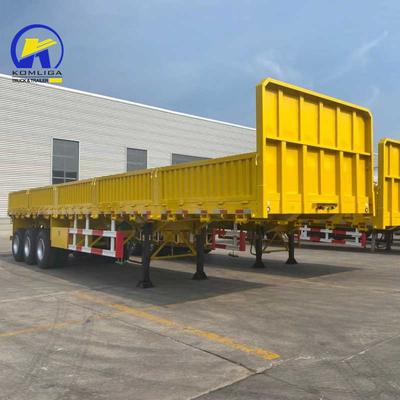 40-60 Tons Cargo Capacity Flatbed Semi Trailer with 3 Fuwa/BPW Axles and Side Wall