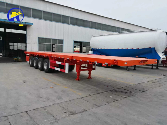 4 Axles 45FT Flatbed Semi Trailer with 12 Units Tires and Q345b Steel Main Beam