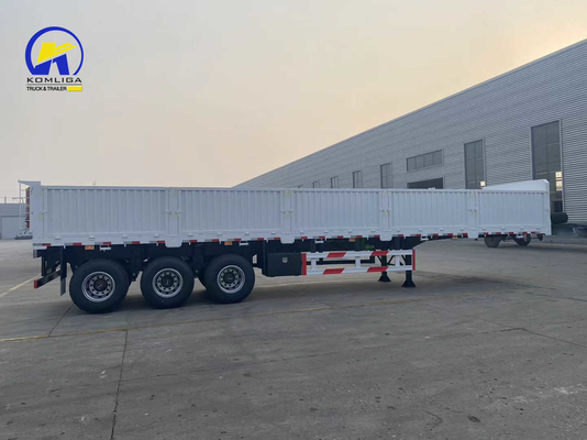 3alxes Used Fence Cargo Flatbed Semi Trailer for Self-dumping 30-100t Loading Capacity