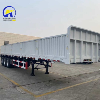 3alxes Used Fence Cargo Flatbed Semi Trailer for Self-dumping 30-100t Loading Capacity