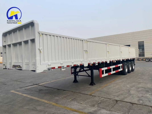 3alxes Used Fence Cargo Flatbed Semi Trailer for Self-dumping 30-100t Loading Capacity
