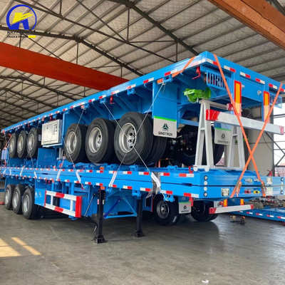 Good Condition 3 Axles 40FT 48FT Flatbed Trailer with and Jost Two Speed Support Leg