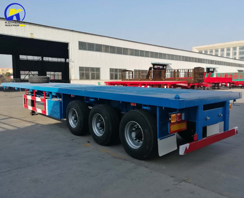 Tri-Axles Flatbed Trailer for Heavy Duty Transport 12 Tire Units 16mm Side Beam