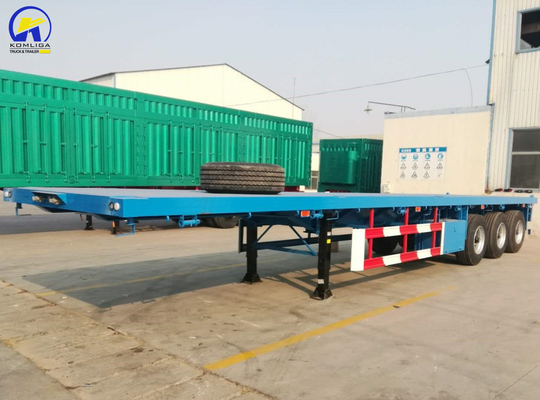 Tri-Axles Flatbed Trailer for Heavy Duty Transport 12 Tire Units 16mm Side Beam