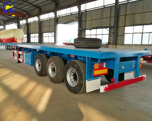 Tri-Axles Flatbed Trailer for Heavy Duty Transport 12 Tire Units 16mm Side Beam