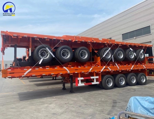 3 Axles Heavy Duty Flated Semi Trailer Container Trailer Customized Request ABS Optional