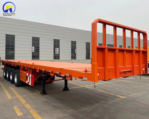 3 Axles Heavy Duty Flated Semi Trailer Container Trailer Customized Request ABS Optional