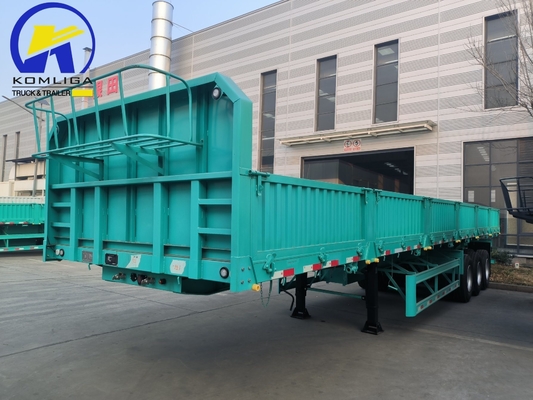 600mm 3axle Verdant Green Color Side Wall Cargo Semi-Trailer for Customer Needs