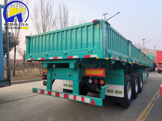 600mm 3axle Verdant Green Color Side Wall Cargo Semi-Trailer for Customer Needs