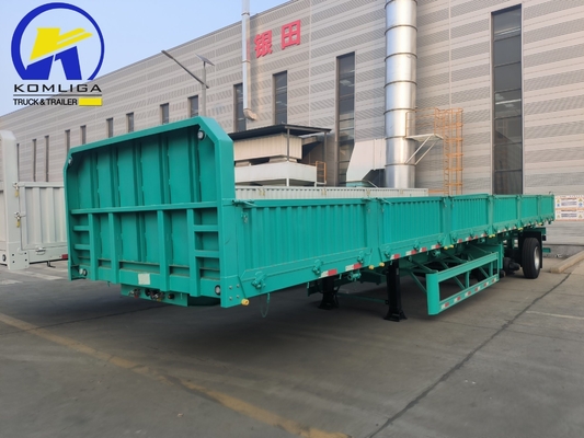 600mm 3axle Verdant Green Color Side Wall Cargo Semi-Trailer for Customer Needs