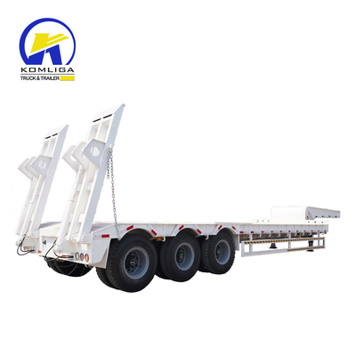 High Load Capacity 60t 4 Axle Low Bed Trailer with LED Light and Gooseneck Horse