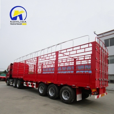 3 Axles Flatbed Fence Cargo Truck Trailer for Heavy Duty and 30-100t Loading Capacity
