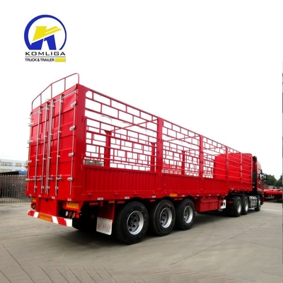 3 Axles Flatbed Fence Cargo Truck Trailer for Heavy Duty and 30-100t Loading Capacity