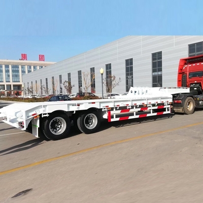 Low Height Bed 40FT 60tons Lowboy Ramps Trailer with ABS Anti-lock Braking System