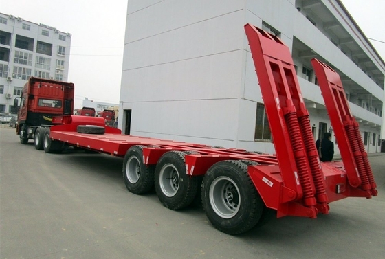 South Africa 3 Axles 60t Low Bed Trailer with Hydraulic and Grade Heavy Duty 80ton