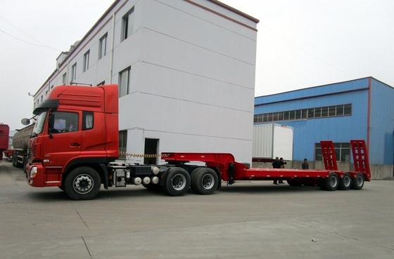 South Africa 3 Axles 60t Low Bed Trailer with Hydraulic and Grade Heavy Duty 80ton