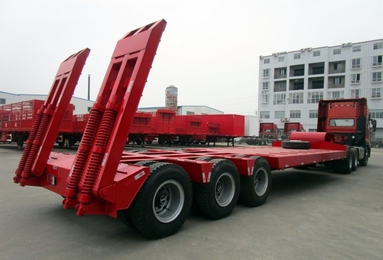 South Africa 3 Axles 60t Low Bed Trailer with Hydraulic and Grade Heavy Duty 80ton
