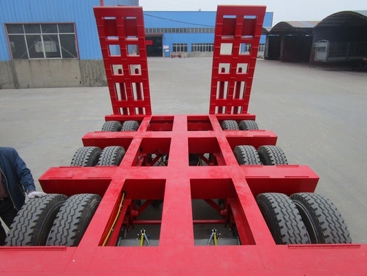 South Africa 3 Axles 60t Low Bed Trailer with Hydraulic and Grade Heavy Duty 80ton