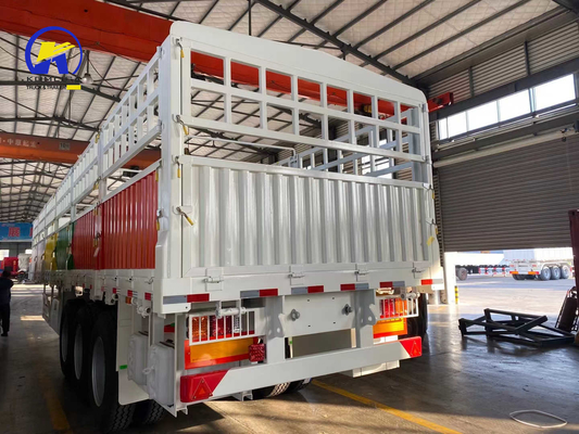 Flatbed Heavy Duty 3 Axles Fence Cargo Semi Trailer with One Piece 1m *0.5m*0.5m Tool Box