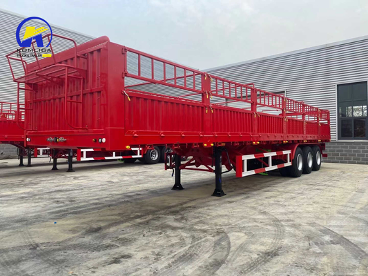 3axle Red Colour Fence Semi Trailer and with Support Leg Jost Two Speed