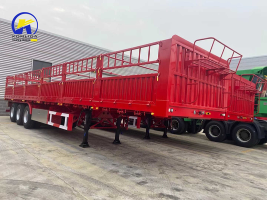 3axle Red Colour Fence Semi Trailer and with Support Leg Jost Two Speed