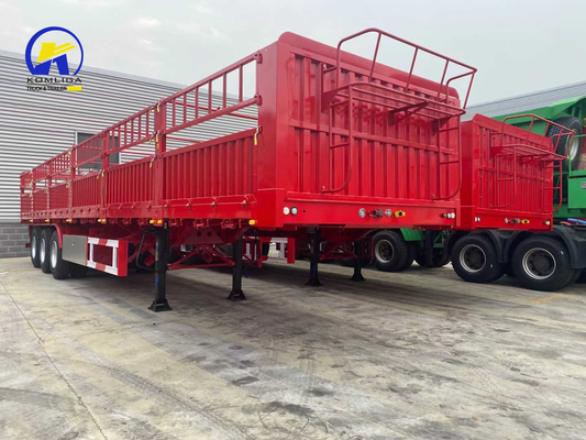 3axle Red Colour Fence Semi Trailer and with Support Leg Jost Two Speed