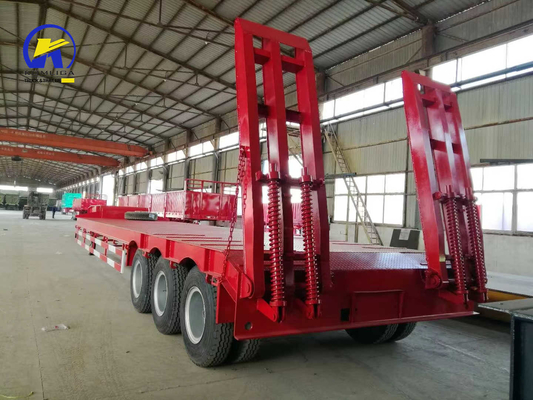Heavy Duty 50 Ton 3 Axis Lowbed Semi Trailer with Ramp and 4mm Platform Thickness