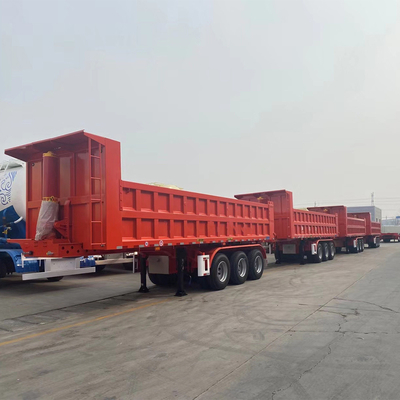3 Axles U Shape 30 Ton 35 Cubic Side Tipper Coal Dump Trailer with Tool Box One Piece