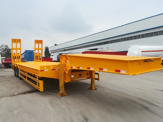 50-80t Capacity Low Bed Semi Trailer with Ramp 12 Tire Number Fuwa/BPW Axle