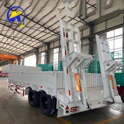 LED Light 3 Axle Gooseneck Lowbed Semi Trailer with Ramp Customized Request Customization