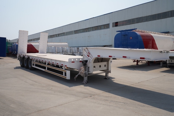 Lowbed Machinery Transport Flatbed Container Trailer 3 Axle 4 Axles Low Bed Lorry