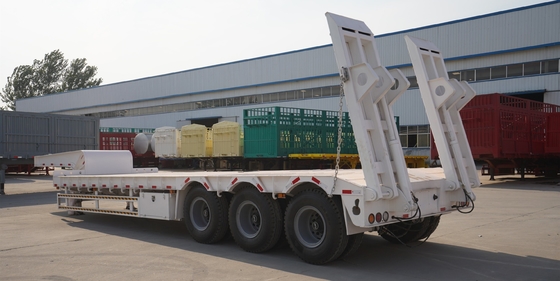 Lowbed Machinery Transport Flatbed Container Trailer 3 Axle 4 Axles Low Bed Lorry