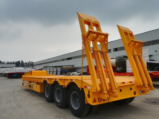 Lowbed Machinery Transport Flatbed Container Trailer 3 Axle 4 Axles Low Bed Lorry