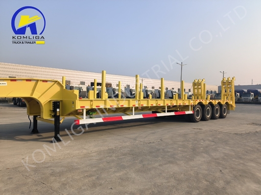 60 80 100 Tons Lowboy Semi Trailer with 7000-8000mm Wheel Base and 15/80/22.5 Tires