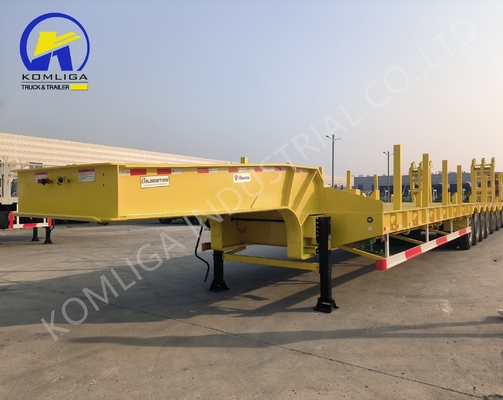 60 80 100 Tons Lowboy Semi Trailer with 7000-8000mm Wheel Base and 15/80/22.5 Tires