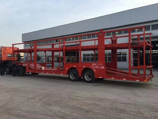 Central Asia 12 Tire Double Deck Car Transporter Trailer with 2 Spare Tire Carriers
