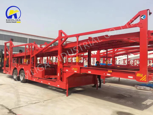 Q345b Carbon Steel Main Beam Double Deck Automatic Transport Trailers for Car Carrying