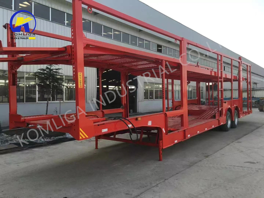 Q345b Carbon Steel Main Beam Double Deck Automatic Transport Trailers for Car Carrying