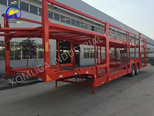 Q345b Carbon Steel Main Beam Double Deck Automatic Transport Trailers for Car Carrying