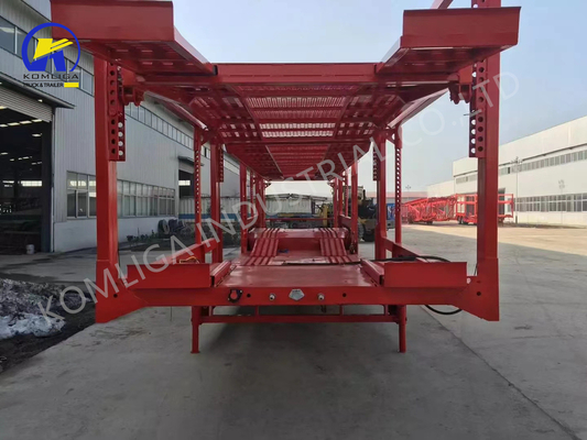 Q345b Carbon Steel Main Beam Double Deck Automatic Transport Trailers for Car Carrying