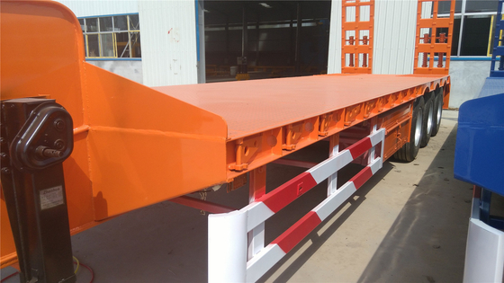 40-100 Tons Payload Flatbed Lowbed Semi Trailer with Ramp Heavy Load Ramp and Used