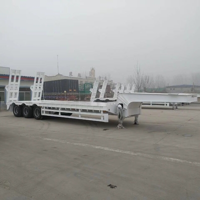 40-100 Tons Payload Flatbed Lowbed Semi Trailer with Ramp Heavy Load Ramp and Used