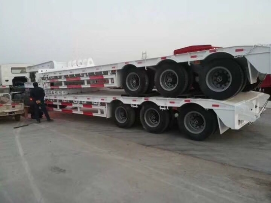40-100 Tons Payload Flatbed Lowbed Semi Trailer with Ramp Heavy Load Ramp and Used