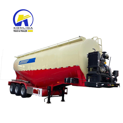 50T Load Capacity 3 Axle Bulk Cement Tank Semi Trailer with Air Bag Inner Fluidized Bed
